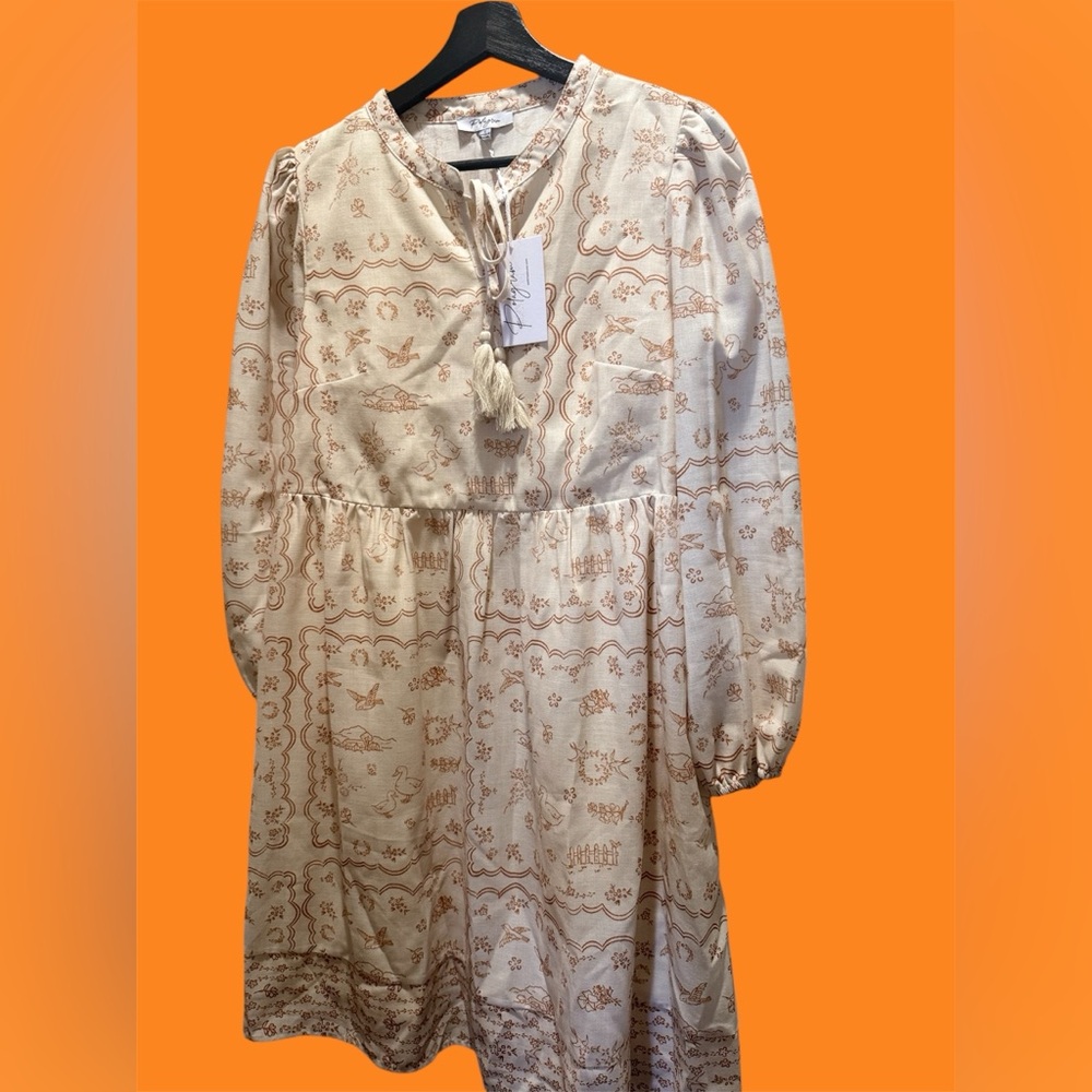 Polagram NWT Babydoll Pastel Animal Farm Print Dress